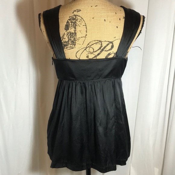 Arden B Black Silk Embellished Cami Tank Pleated - Picture 3 of 7
